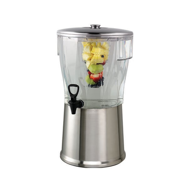 Beverage Dispenser, Round, 5 Gallon, Stainless Steel
